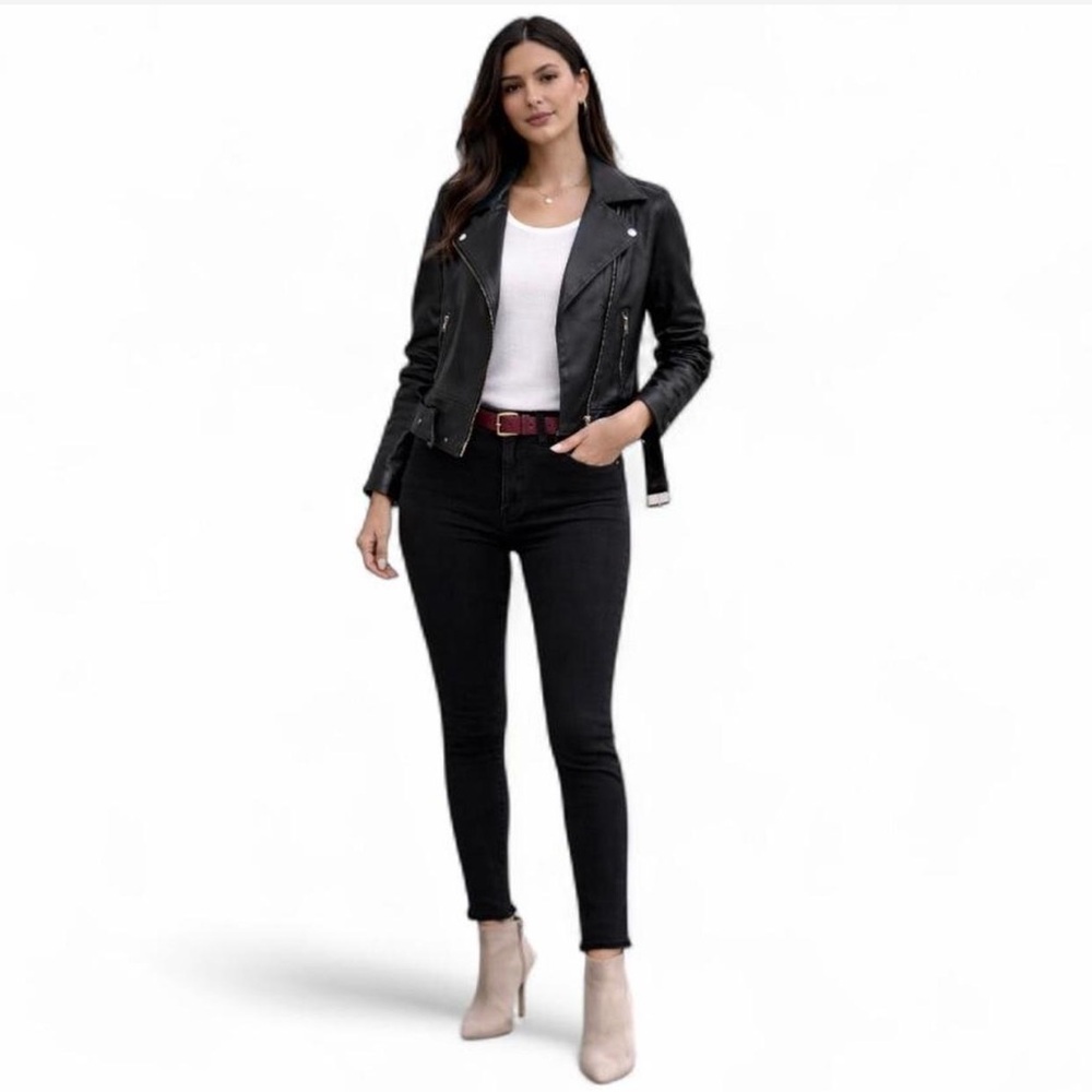Black Faux Leather Motorcycle Jacket